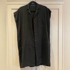 Black Linen Button Up Dress | Independent Designer from Quebec (OS)